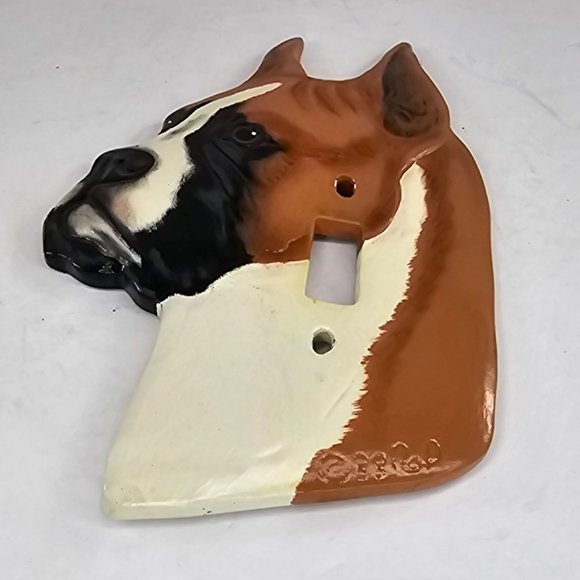 Vintage Boxer Dog Light Switch Cover Face Plate Ceramic Signed 88 - Picture 8 of 8